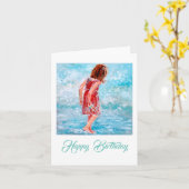 海の散歩のバースデー・カード カード (黄色い花)