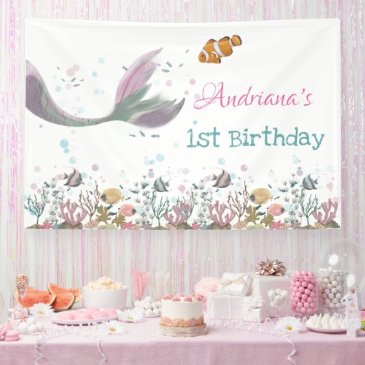 海の旗の下の人魚 横断幕 (パーティー)