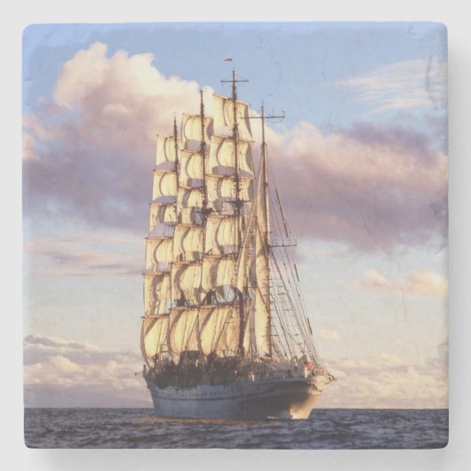 海の旗の船の設定の帆 ストーンコースター (正面)