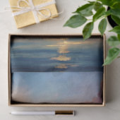 海の日の出で水色ヴィンテージボート 薄葉紙 (ギフト)