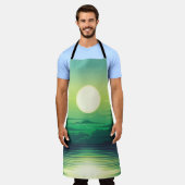 海の日の出のイラストレーションアパレル，アート，ボーティ エプロン (着用した状態)