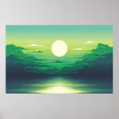 海の日の出のイラストレーションアパレル,アート,ボーティ ポスター (正面)