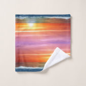 海の日の出,ウミガメと真珠 バスタオルセット (ウォッシュタオル)