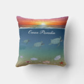 海の日の出,ウミガメや貝殻 クッション (裏面)