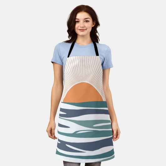海の日の出 エプロン (着用した状態)
