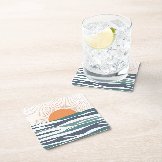 海の日の出 スクエアペーパーコースター (インサイチュ)