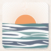 海の日の出 スクエアペーパーコースター (正面)