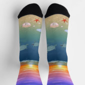 海の日の出、亀、真珠 ソックス (上部)