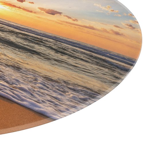 海の日の出、深いの青い地平線。 カッティングボード (角)