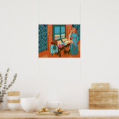 海の日差しで家に猫がいる人は幸せ ポスター (キッチン)