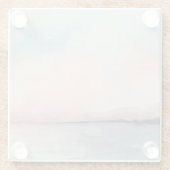 海の日没のトリプティク-パステル調の水彩画 ガラスコースター (裏面)
