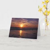 海の日没のバースデー・カード カード (黄色い花)