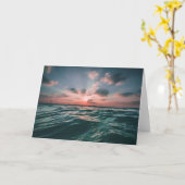 海の日没のブランクの挨拶状 カード (黄色い花)