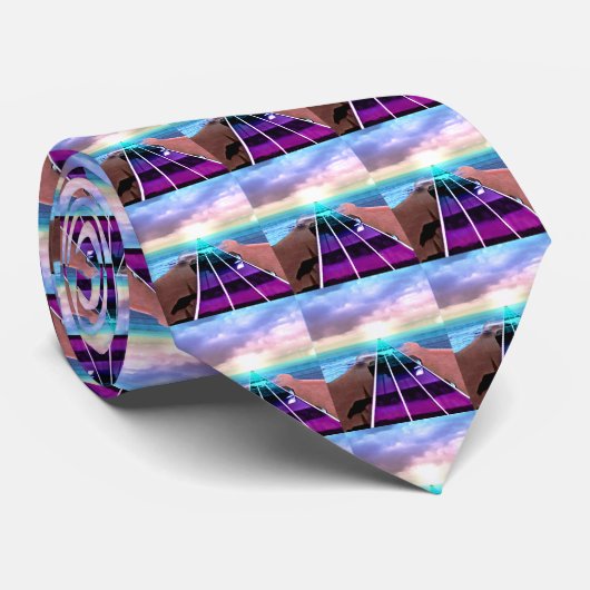 海の日没のベースギターの首音楽タイ ネクタイ (ロール)