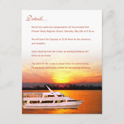 海の日没のヨット4.25x5.5の平らな結婚式はNを詳しく述べます エンクロージャーカード (正面)