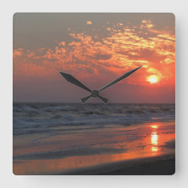 海の日没-カシの島、NC スクエア壁時計