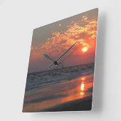 海の日没-カシの島、NC スクエア壁時計 (傾斜)