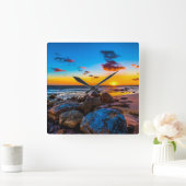 海の日没 スクエア壁時計 (ホーム)