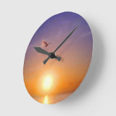海の日没 ラウンド壁時計 (傾斜)