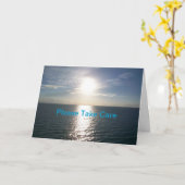 海の日没-健康なカードを得て下さい カード (黄色い花)