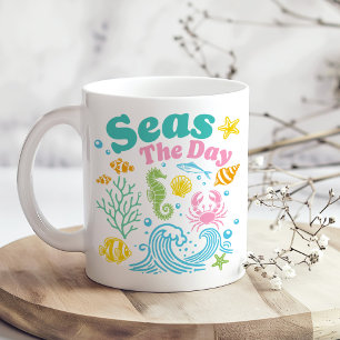 "海の日"ボホ海カラフル岸 コーヒーマグカップ