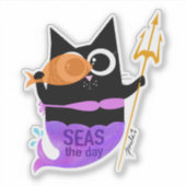 海の日 – ワンダ猫ステッカー シール (正面)