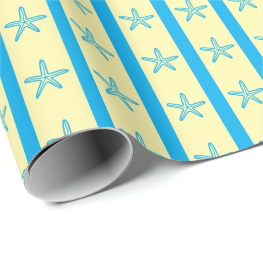 海の星と大胆なストライプのサマー誕生日シームレス ラッピングペーパー (ロールコーナー)