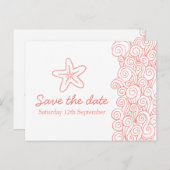 海の星と渦巻きサンゴと白の日付カードを保存 案内ポストカード (正面/裏面)