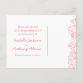 海の星と渦巻きサンゴと白の日付カードを保存 案内ポストカード (裏面)