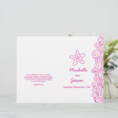 海の星と渦巻きピンクの白い結婚式のプログラム (スタンド正面)
