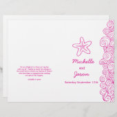 海の星と渦巻きピンクの白い結婚式のプログラム (正面/裏面)
