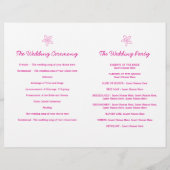 海の星と渦巻きピンクの白い結婚式のプログラム (裏面)