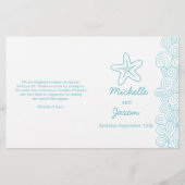 海の星と渦巻き青い白い結婚式のプログラム (正面)