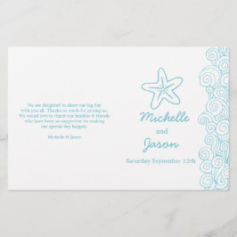 海の星と渦巻き青い白い結婚式のプログラム