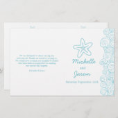 海の星と渦巻き青い白い結婚式のプログラム (正面/裏面)