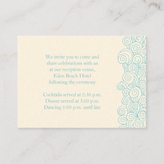 海の星は青いクリームの囲結婚いカードを渦巻く エンクロージャーカード (裏面)