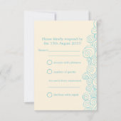 海の星&渦巻き青&クリーム結婚式RSVP 出欠カード (裏面)