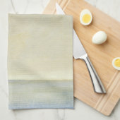 海の景色と穏やかなオレンジの夕日 キッチンタオル (四つ折り)