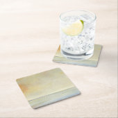 海の景色と穏やかなオレンジの夕日 スクエアペーパーコースター (インサイチュ)