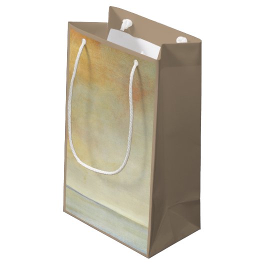 海の景色と穏やかなオレンジの夕日 スモールペーパーバッグ (裏面アングル)