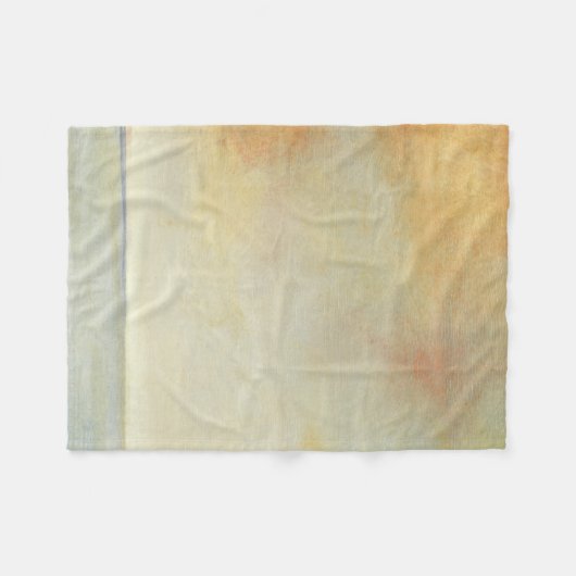 海の景色と穏やかなオレンジの夕日 フリースブランケット (正面(横))