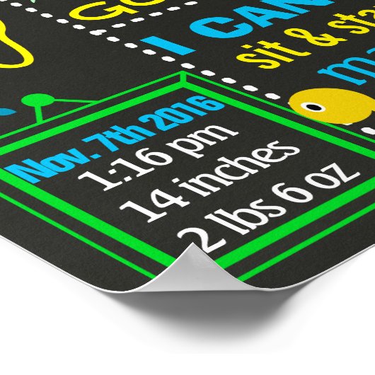 海の最初の誕生日の黒板の看板の下 ポスター (角)