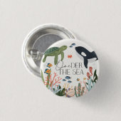 海の最初の誕生日パーティーの好意 缶バッジ (正面&裏面)