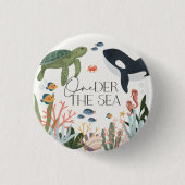 海の最初の誕生日パーティーの好意 缶バッジ (正面)