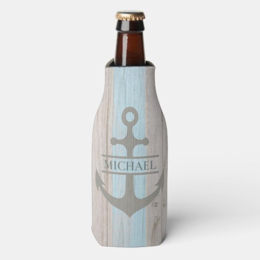 海の木製ボートアンカービーチネーム ボトルクーラー (ボトル正面)
