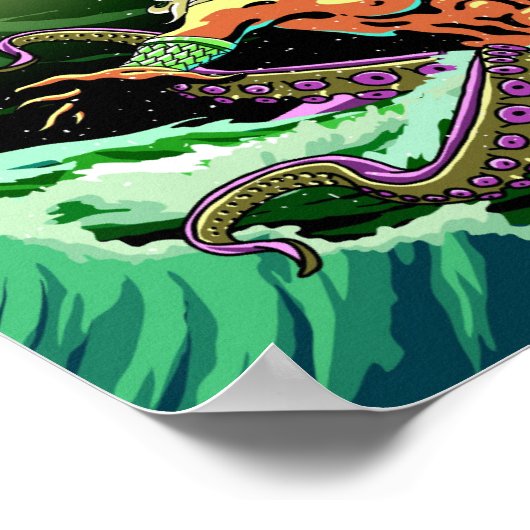 海の来プリントの色のポスターからポセイドン ポスター (角)