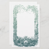 海の植物および貝のボーダーデザイン 便箋 (正面/裏面)