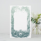 海の植物および貝のボーダーデザイン 便箋 (スタンド正面)