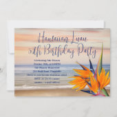 海の楽園の鳥のルアウ(ハワイ式宴会)誕生日パーティー 招待状 (正面)