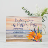 海の楽園の鳥のルアウ(ハワイ式宴会)誕生日パーティー 招待状 (スタンド正面)